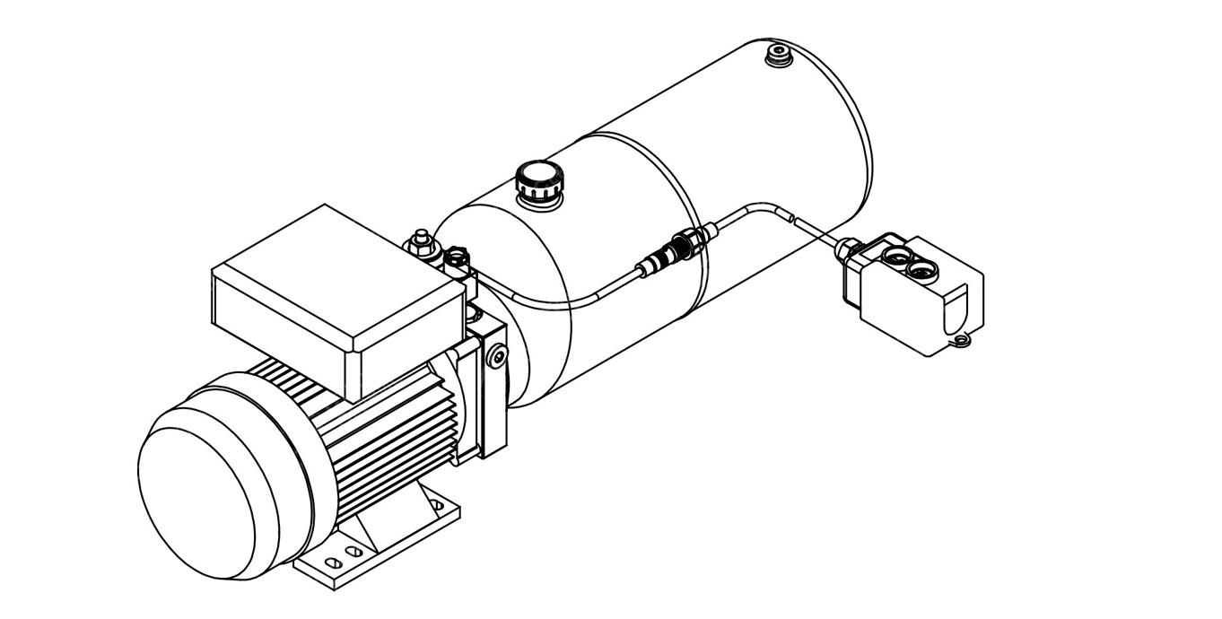 Станция насосная гидравлическая TDDL-00-1015-AS225-0150-004: 16MPa. 220V 1,5KW.1450RPM 3,2cc/r 10L Tank steel round horizontal. SV-08-2NCP-M-AC220V. Port G3/8" With 2 button remote cable